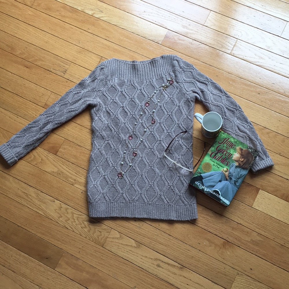 Loft taupe cable design tunic sweater - Size Small